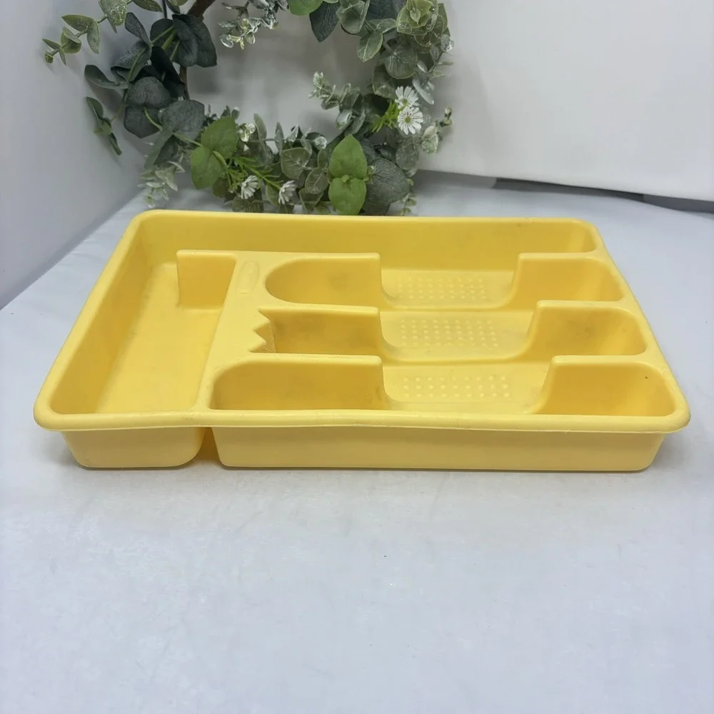 Vintage‎ Rubbermaid Silverware Tray Organizer 2919 Yellow